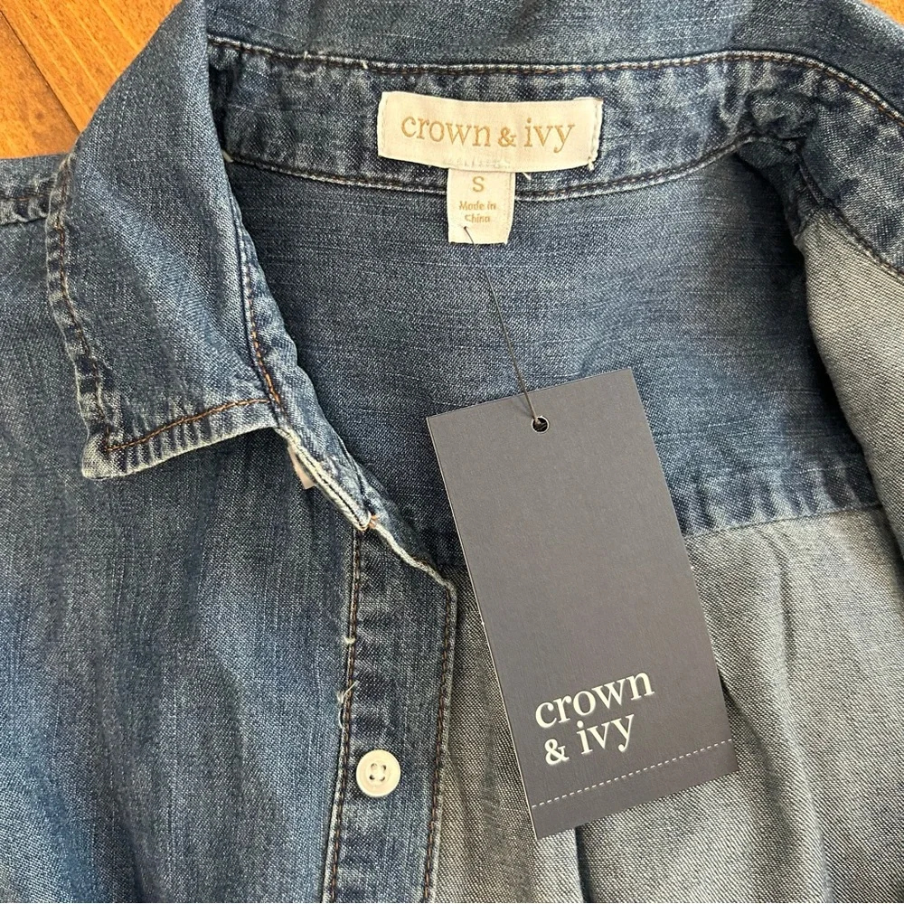Crown & Ivy Denim Tiered Dress NWT - Picture 5 of 9